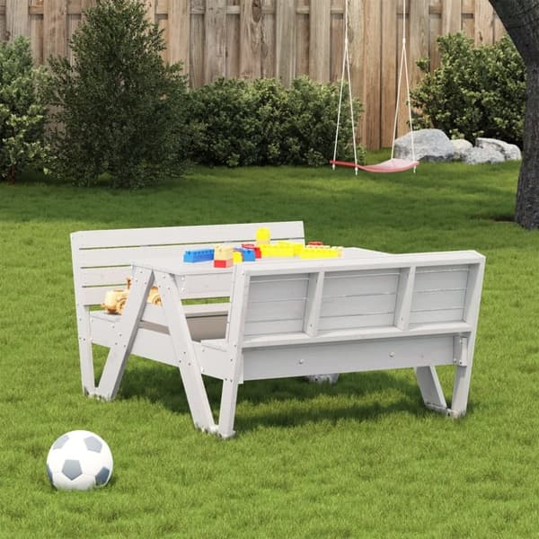 vidaXL picnicbord til børn 88x122x58 cm massivt fyrretræ hvid