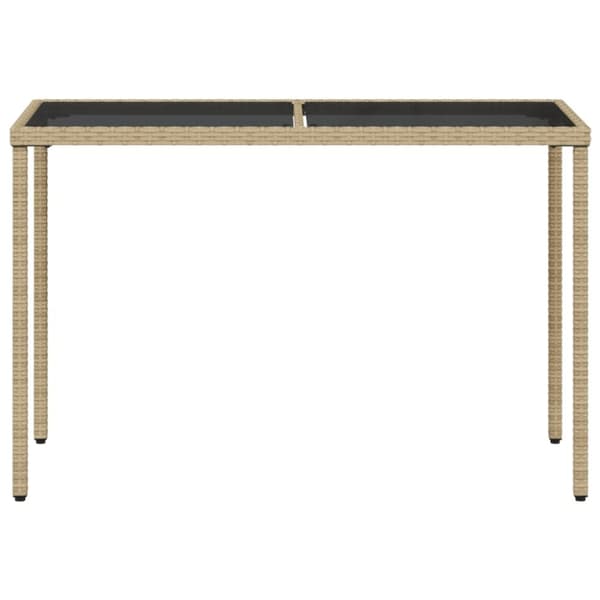 vidaXL Trädgårdsbord med glasskiva beige 115x54x74 cm konstrotting