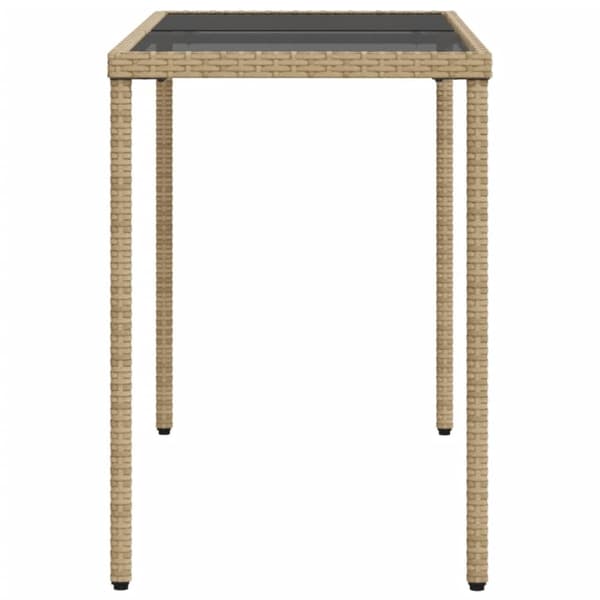 vidaXL Trädgårdsbord med glasskiva beige 115x54x74 cm konstrotting