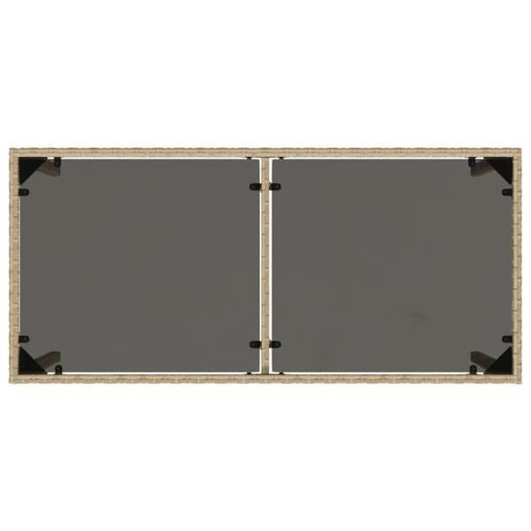 vidaXL Trädgårdsbord med glasskiva beige 115x54x74 cm konstrotting
