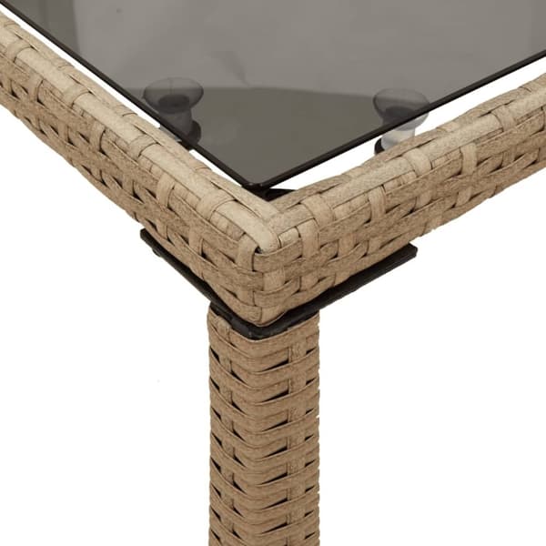 vidaXL Trädgårdsbord med glasskiva beige 115x54x74 cm konstrotting