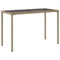 Miniatyrbillede 5 af 10: vidaXL havebord med glastop 115x54x74 cm polyrattan beige