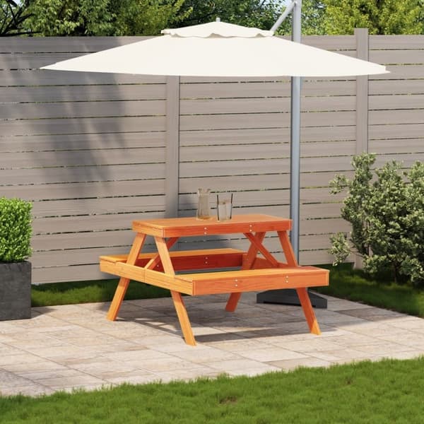 vidaXL Piknikbord voksbrun 105x134x75 cm heltre furu