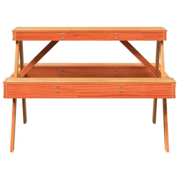 vidaXL Piknikbord voksbrun 105x134x75 cm heltre furu