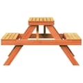 Miniatyrbilde 5 av 9: vidaXL Piknikbord voksbrun 105x134x75 cm heltre furu