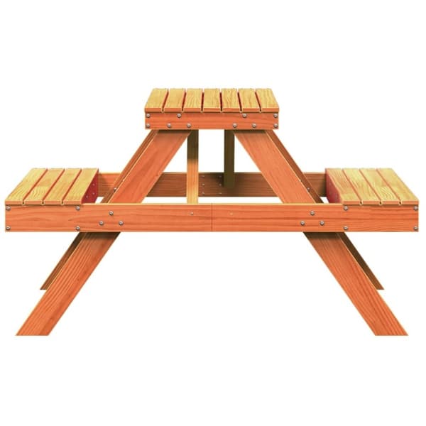 vidaXL Piknikbord voksbrun 105x134x75 cm heltre furu