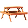 Miniatyrbilde 6 av 9: vidaXL Piknikbord voksbrun 105x134x75 cm heltre furu
