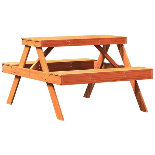vidaXL Piknikbord voksbrun 105x134x75 cm heltre furu