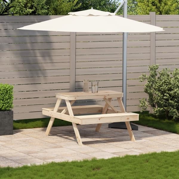 vidaXL Piknikbord 105x134x75 cm heltre furu