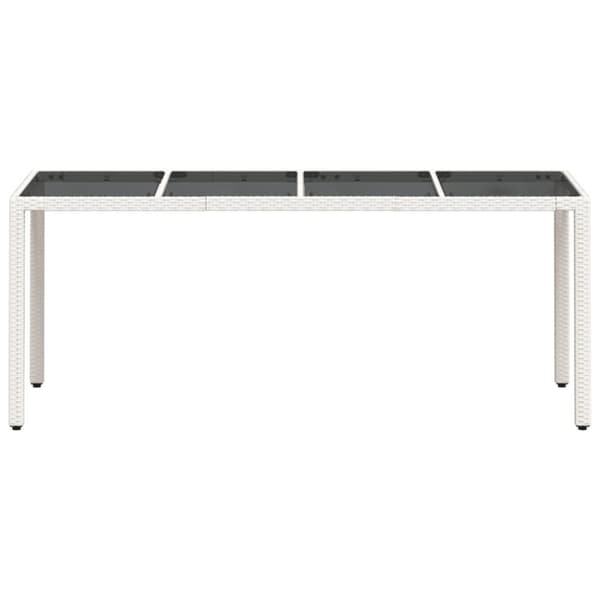 vidaXL havebord med glastop 190x90x75 cm polyrattan hvid