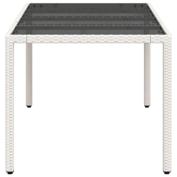 vidaXL havebord med glastop 190x90x75 cm polyrattan hvid
