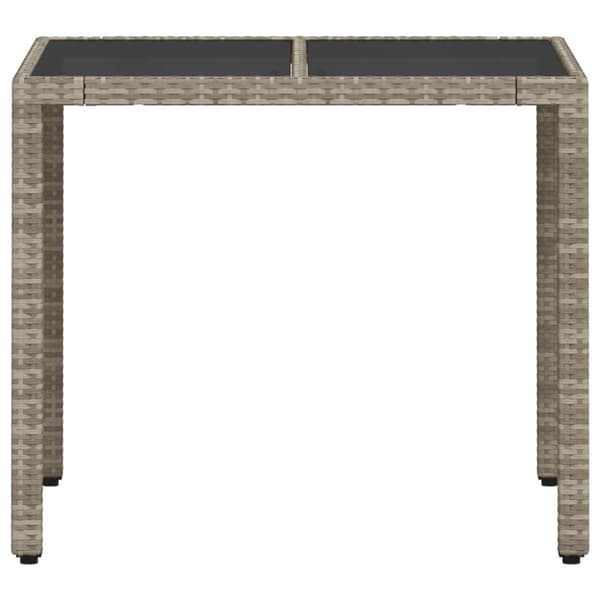 vidaXL havebord med glastop 90x90x75 cm polyrattan lysegrå