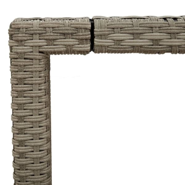 vidaXL havebord med glastop 90x90x75 cm polyrattan lysegrå