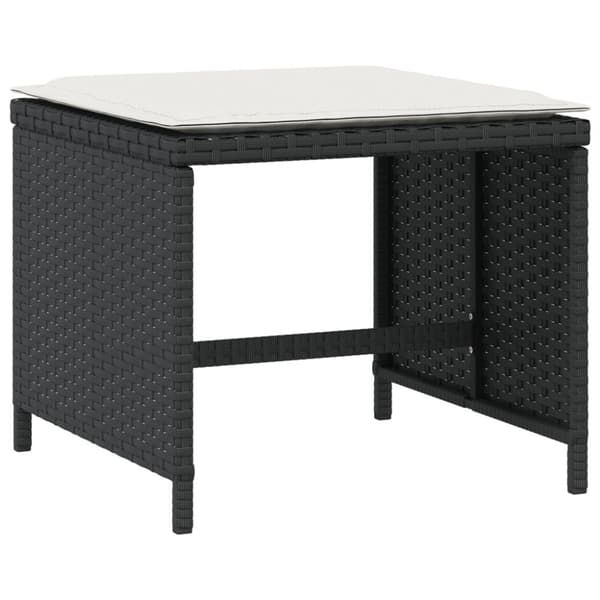vidaXL Trädgårdspallar med dynor 4 st svart 41x41x36 cm konstrotting