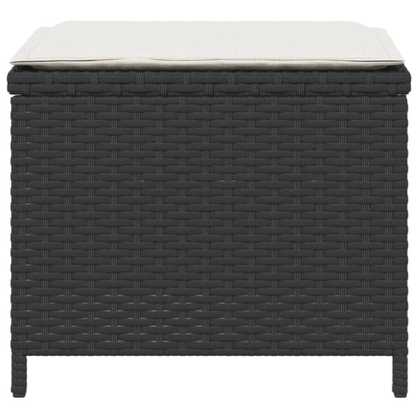 vidaXL Trädgårdspallar med dynor 4 st svart 41x41x36 cm konstrotting