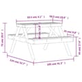 Miniatyrbilde 9 av 9: vidaXL Piknikbord 105x134x75 cm heltre douglasgran