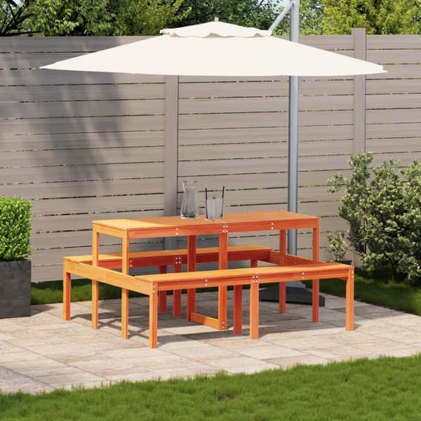 vidaXL picnicbord 160x134x75 cm massivt fyrretræ gyldenbrun
