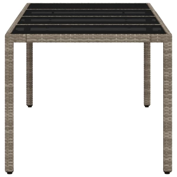 vidaXL Puutarhapöytä lasipöytälevy v.harmaa 190x90x75 cm polyrottinki
