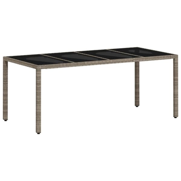 vidaXL Puutarhapöytä lasipöytälevy v.harmaa 190x90x75 cm polyrottinki