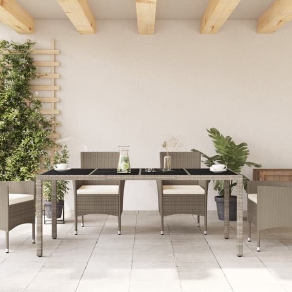 vidaXL Puutarhapöytä lasipöytälevy v.harmaa 190x90x75 cm polyrottinki
