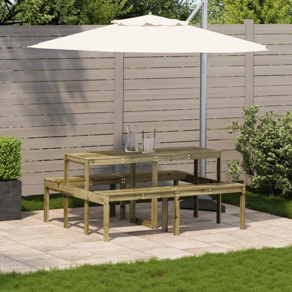 vidaXL Piknikbord 160x134x75 cm impregnert furu