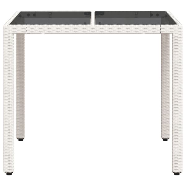vidaXL havebord med glastop 90x90x75 cm polyrattan hvid