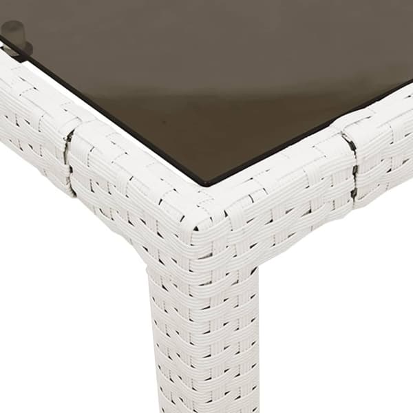 vidaXL havebord med glastop 90x90x75 cm polyrattan hvid