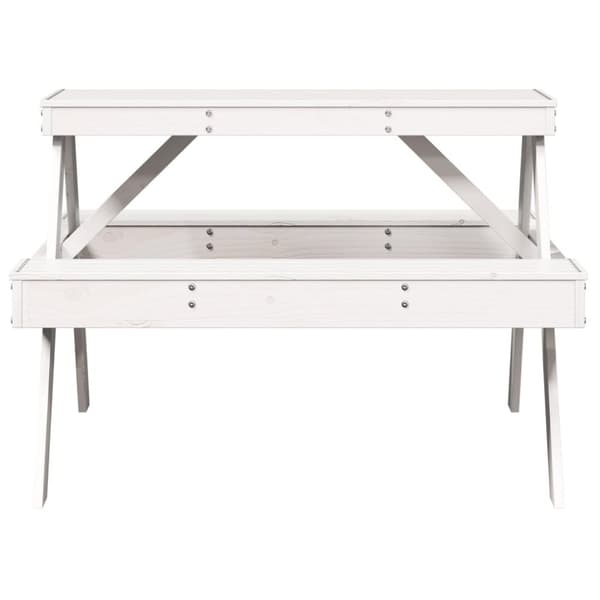 vidaXL picnicbord 105x134x75 cm massivt fyrretræ hvid