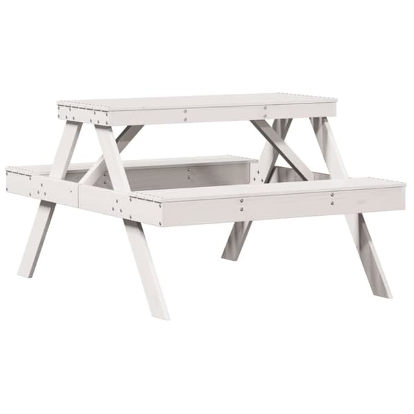 vidaXL picnicbord 105x134x75 cm massivt fyrretræ hvid