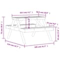 Miniatyrbillede 9 af 9: vidaXL picnicbord 105x134x75 cm massivt fyrretræ hvid