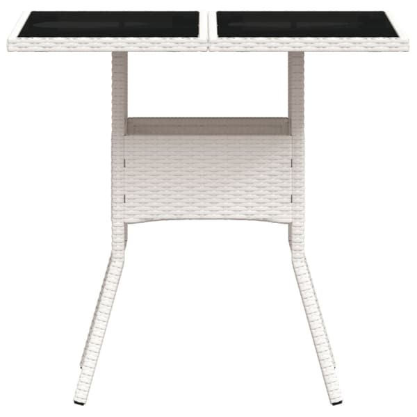 vidaXL havebord med glastop 80x80x75 cm polyrattan hvid