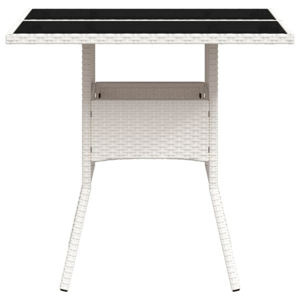 vidaXL havebord med glastop 80x80x75 cm polyrattan hvid