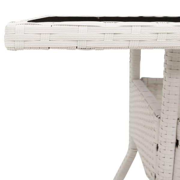 vidaXL havebord med glastop 80x80x75 cm polyrattan hvid
