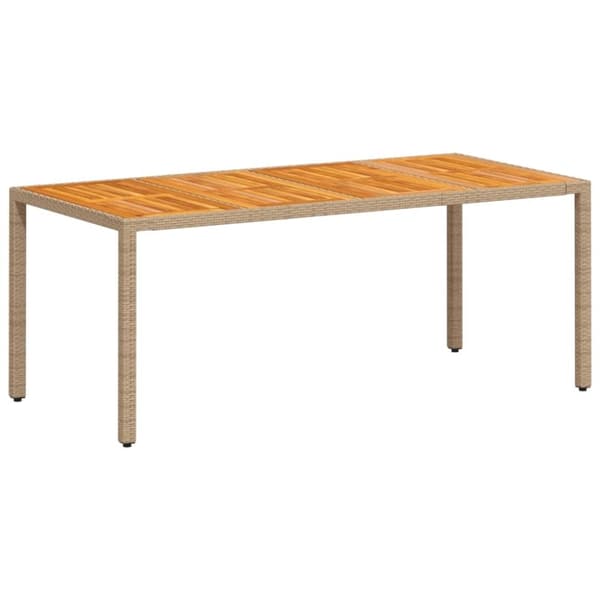 vidaXL havebord 190x90x75 cm polyrattan og massivt akacietræ beige