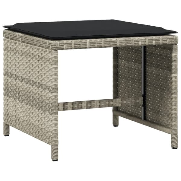 vidaXL Trädgårdspallar med dynor 4 st ljusgrå 41x41x36 cm konstrotting