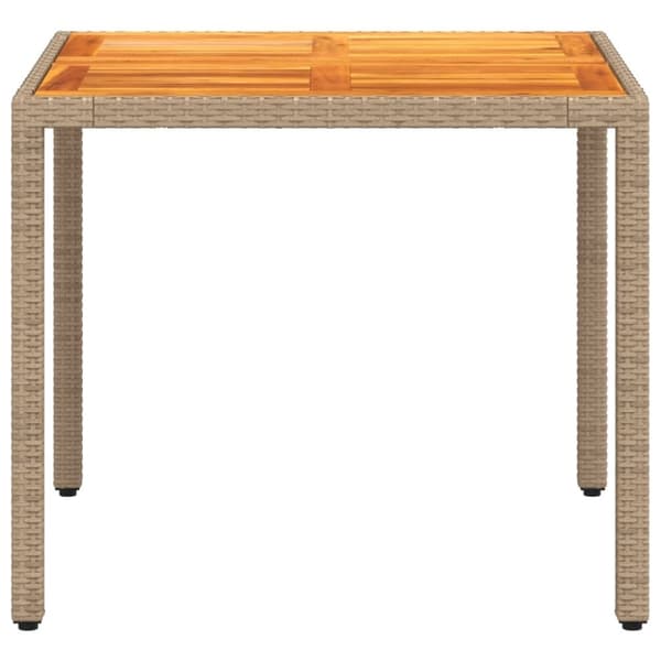 vidaXL havebord 90x90x75 cm polyrattan og akacietræ beige
