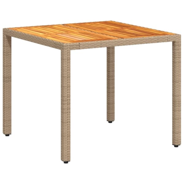 vidaXL havebord 90x90x75 cm polyrattan og akacietræ beige