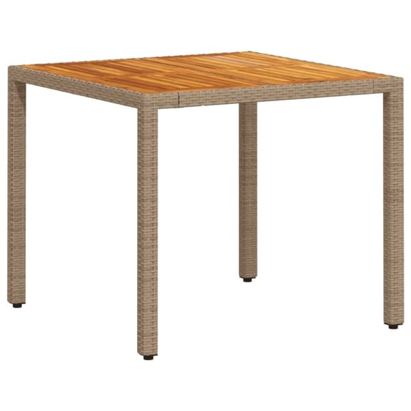 vidaXL havebord 90x90x75 cm polyrattan og akacietræ beige