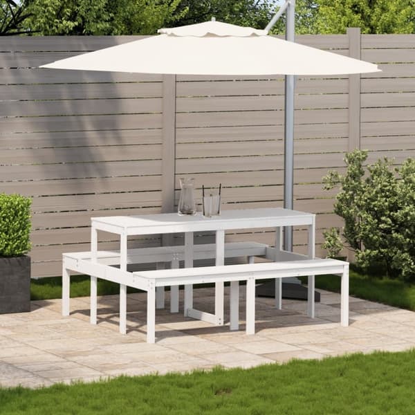 vidaXL picnicbord 160x134x75 cm massivt fyrretræ hvid