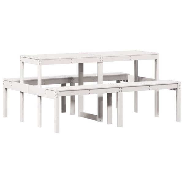 vidaXL picnicbord 160x134x75 cm massivt fyrretræ hvid
