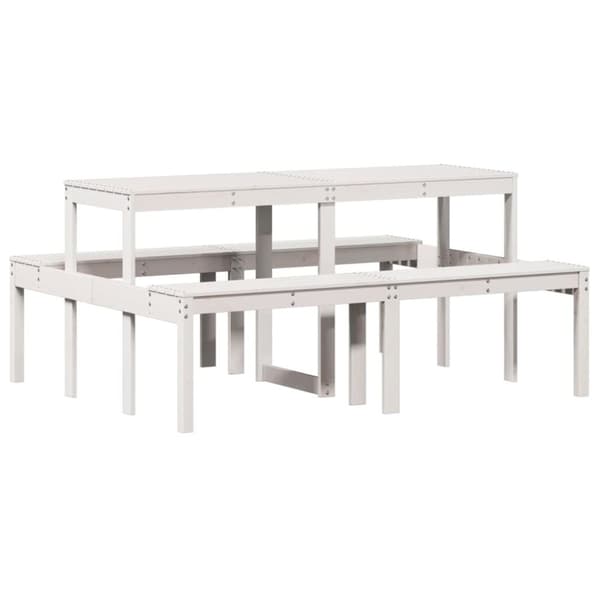 vidaXL picnicbord 160x134x75 cm massivt fyrretræ hvid