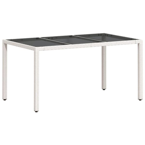 vidaXL havebord med glastop 150x90x75 cm polyrattan hvid