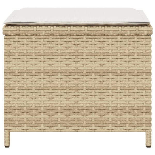 vidaXL Trädgårdspallar med dynor 4 st beige 41x41x36 cm konstrotting