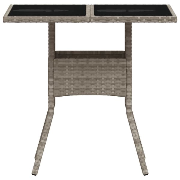 vidaXL havebord med glastop 80x80x75 cm polyrattan lysegrå