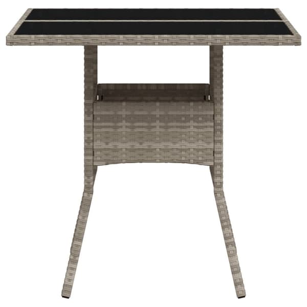 vidaXL havebord med glastop 80x80x75 cm polyrattan lysegrå