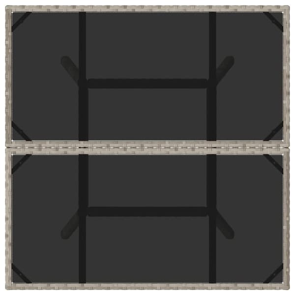 vidaXL havebord med glastop 80x80x75 cm polyrattan lysegrå
