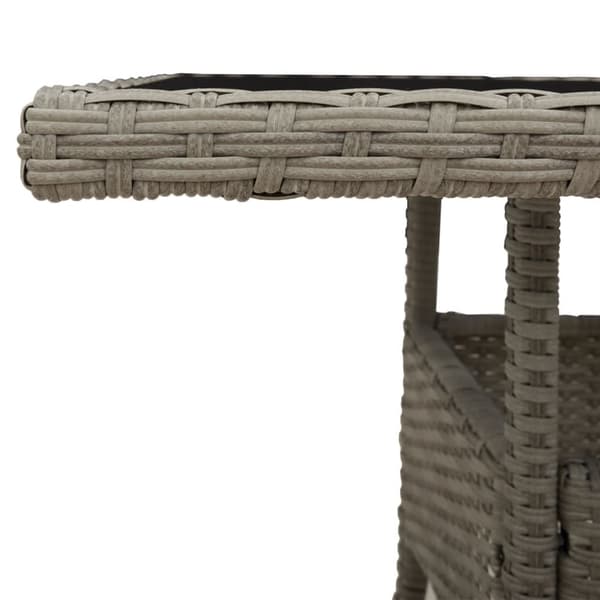 vidaXL havebord med glastop 80x80x75 cm polyrattan lysegrå