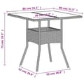 Miniatyrbillede 10 af 11: vidaXL havebord med glastop 80x80x75 cm polyrattan lysegrå