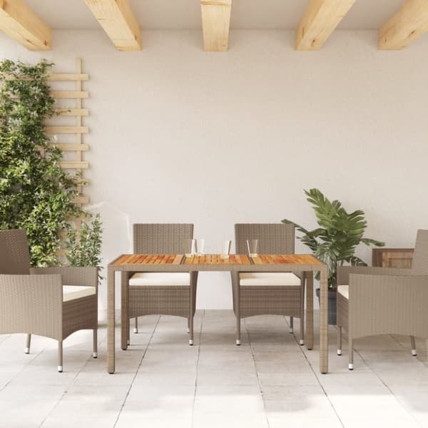 vidaXL Trädgårdsbord beige 150x90x75 cm konstrotting akaciaträ