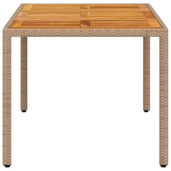 vidaXL havebord 150x90x75 cm polyrattan og massivt akacietræ beige